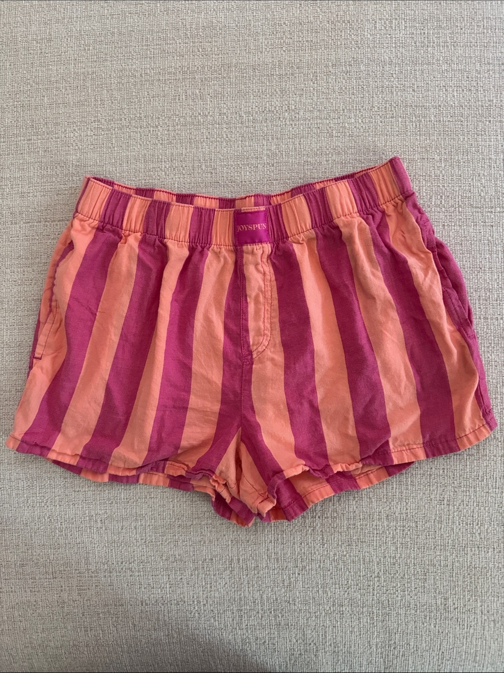 Striped Pink and Orange Athletic Shorts